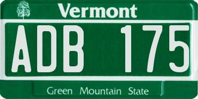 VT license plate ADB175
