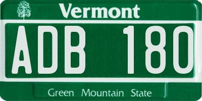 VT license plate ADB180