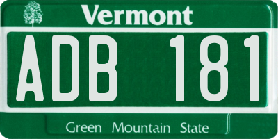 VT license plate ADB181