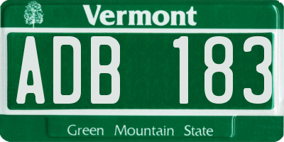 VT license plate ADB183