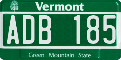 VT license plate ADB185