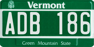 VT license plate ADB186