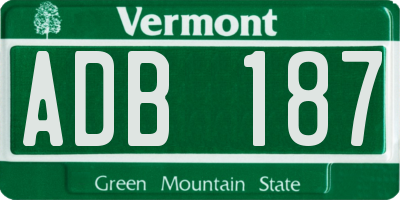 VT license plate ADB187