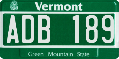 VT license plate ADB189