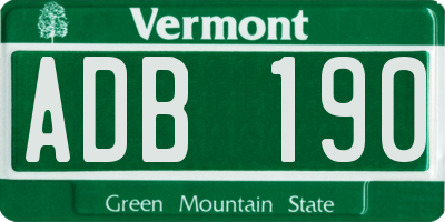 VT license plate ADB190