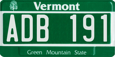 VT license plate ADB191