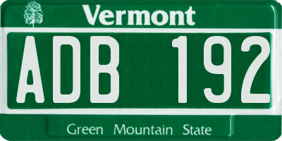 VT license plate ADB192
