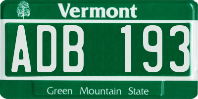 VT license plate ADB193