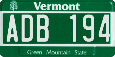 VT license plate ADB194