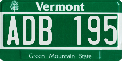 VT license plate ADB195