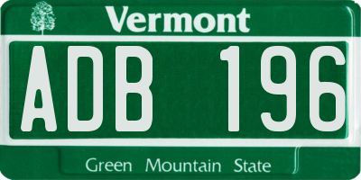 VT license plate ADB196