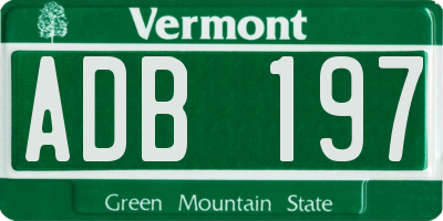 VT license plate ADB197