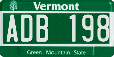 VT license plate ADB198