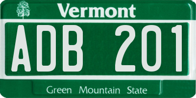 VT license plate ADB201