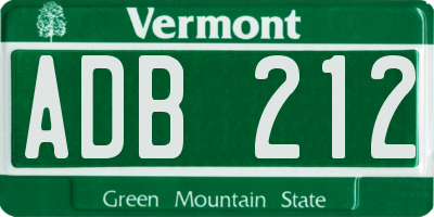 VT license plate ADB212