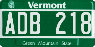 VT license plate ADB218