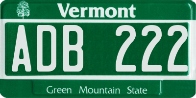 VT license plate ADB222