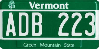 VT license plate ADB223