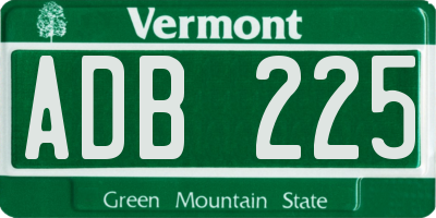 VT license plate ADB225
