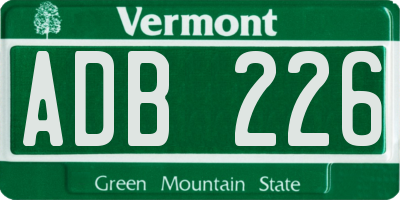 VT license plate ADB226