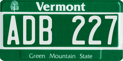 VT license plate ADB227