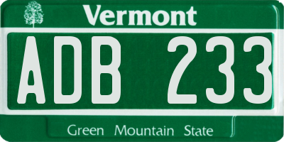 VT license plate ADB233