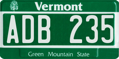 VT license plate ADB235