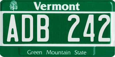 VT license plate ADB242