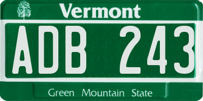 VT license plate ADB243