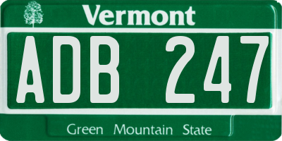 VT license plate ADB247