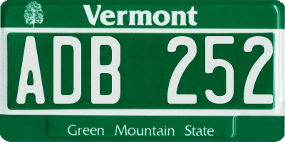 VT license plate ADB252
