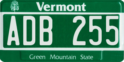 VT license plate ADB255