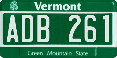 VT license plate ADB261