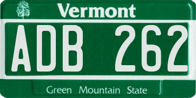VT license plate ADB262