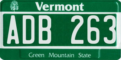 VT license plate ADB263
