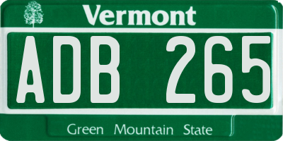 VT license plate ADB265