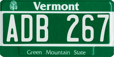 VT license plate ADB267