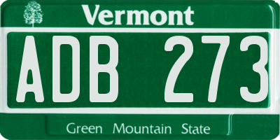 VT license plate ADB273