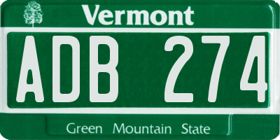 VT license plate ADB274