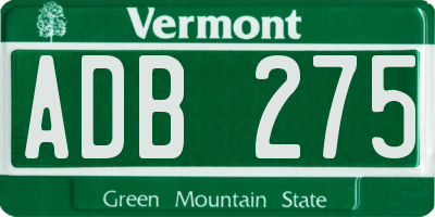 VT license plate ADB275