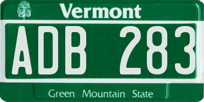 VT license plate ADB283