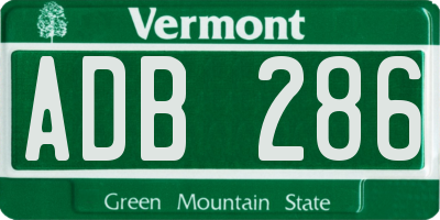 VT license plate ADB286