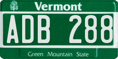 VT license plate ADB288