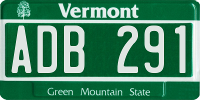 VT license plate ADB291