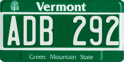 VT license plate ADB292