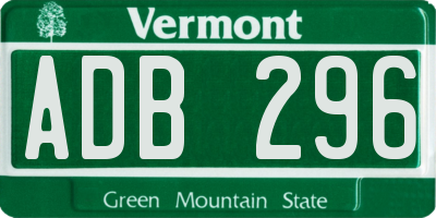 VT license plate ADB296