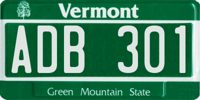 VT license plate ADB301