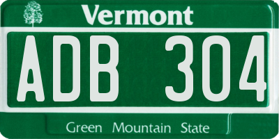 VT license plate ADB304