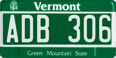VT license plate ADB306
