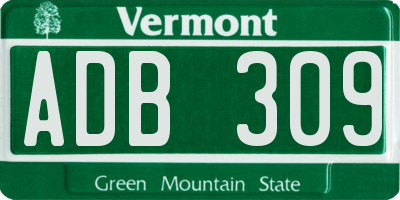 VT license plate ADB309